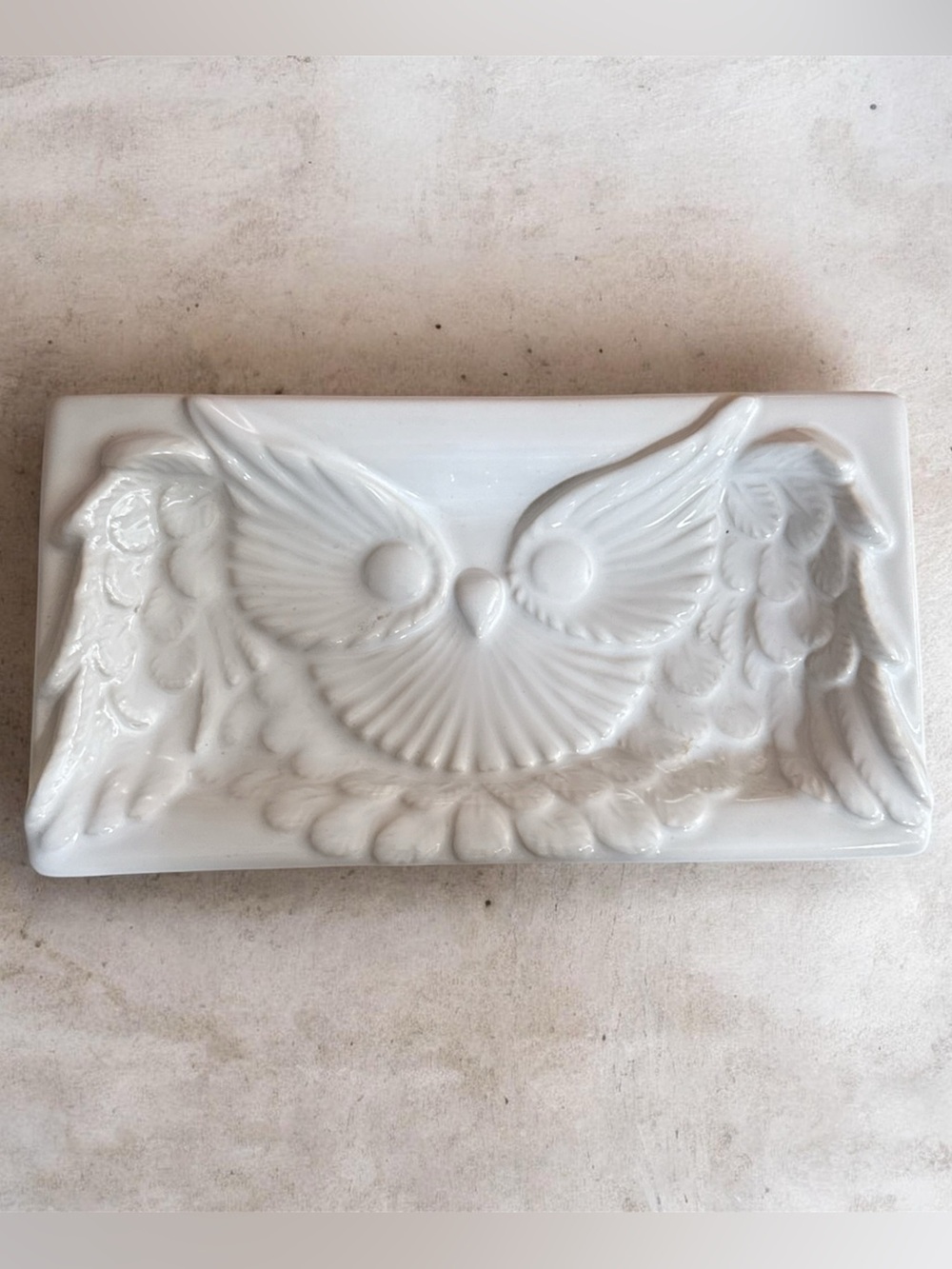 White Ceramic Owl Decorative Tray